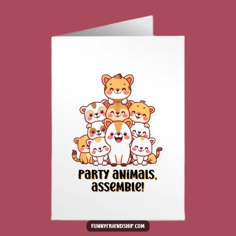 Free Printable Birthday Card: Animal Pyramid - Joyful & Funny Downloadable Gift
