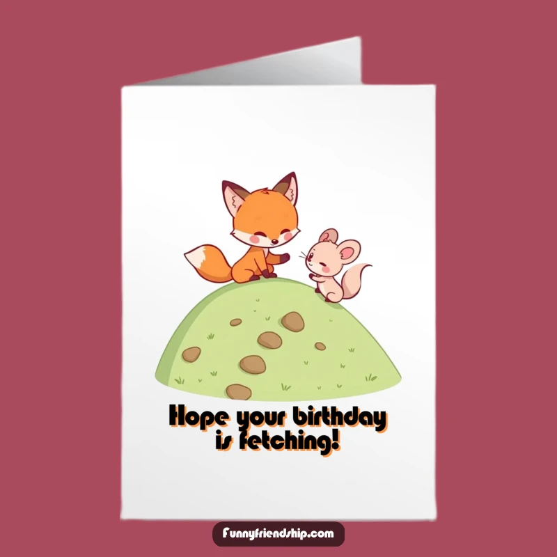 Free Printable Birthday Card: Fox Helping Mouse Climb Gift