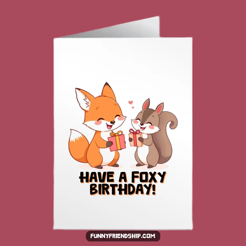 Free Printable Fox & Squirrel Birthday Card - Funny Gift Exchange Downloadable DIY