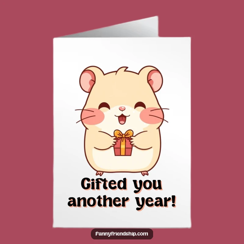 Free Printable Hamster Birthday Card: Tiny Gift Surprise, Funny Rodent Downloadable