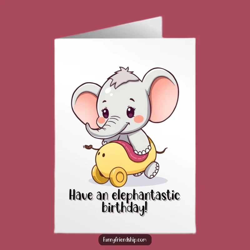 Free Printable Elephant Ride Birthday Card: Funny Downloadable Gift for an Exuberant Celebration