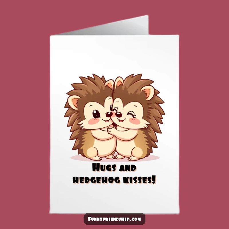 Free Printable Hedgehog Hug Birthday Card - Cute Animal Duo Funny Downloadable Gift
