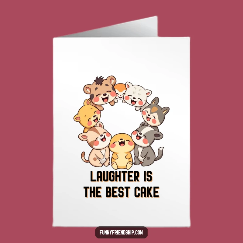 Free Printable Birthday Card: Hilarious Animal Friends Circle Laughing, Funny Downloadable Gift