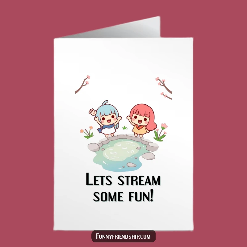 Free Printable Birthday Card: Waving Friends Funny Downloadable Gift Far Apart
