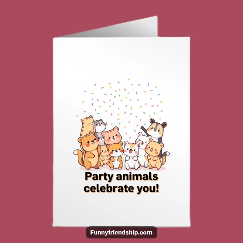 Free Printable Birthday Card: Animal Party Confetti Funny Downloadable Gift