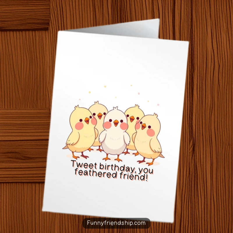 Funny Free Printable Birthday Card: A colorful group of bird characters singing together joyfully in harmony.