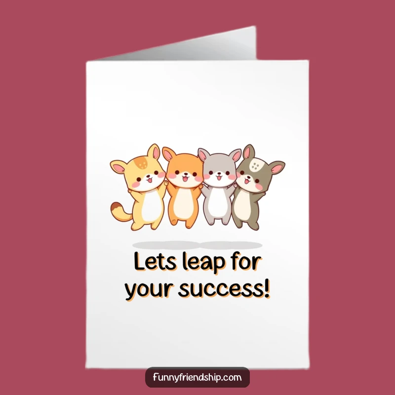 Free Printable Animal Group Congrats Card - Jumping for Joy Funny Downloadable