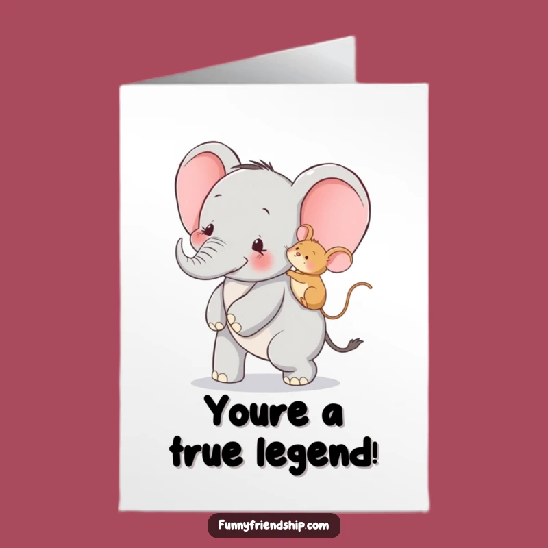 Free Printable Congrats Card: Elephant & Mouse Piggyback - Humorous Downloadable Congratulations