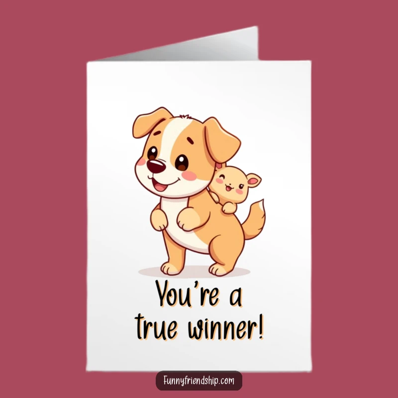 Free Printable Congrats Card Funny Dog Piggyback Downloadable, Your Victory Ride Awaits!
