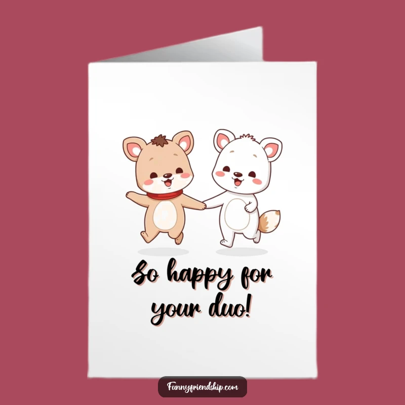 Free Printable Skipping Friends Card: Funny Congratulations Downloadable Gift for Celebrations