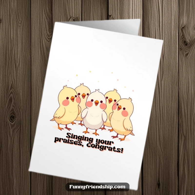 Funny Free Printable Congratulations Card: A group of happy birds are singing together, celebrating an occasion.