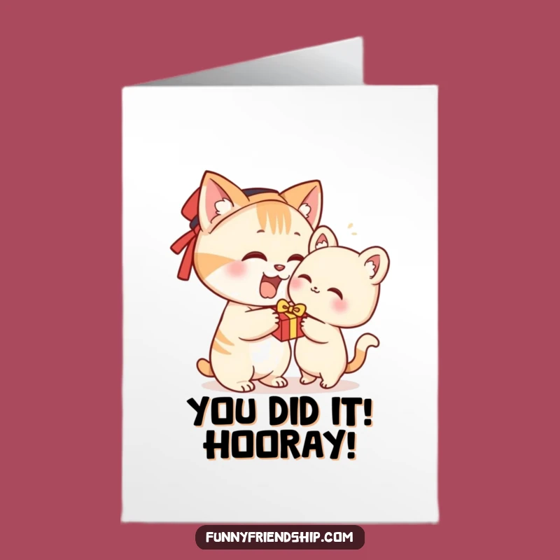 Free Printable Congrats Card Funny Cat Gift Downloadable, Celebrate Their Win with Whiskered Wishes