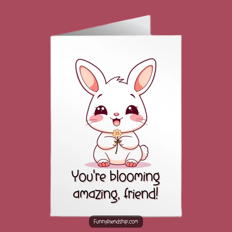 Free Printable Bunny Flower Congratulations Card: Funny Downloadable Gift for Any Achievement