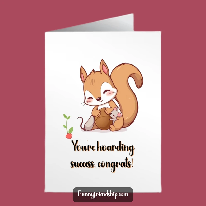 Free Printable Squirrel & Mouse Congratulations Card: Funny Downloadable Gift for Sharing Success