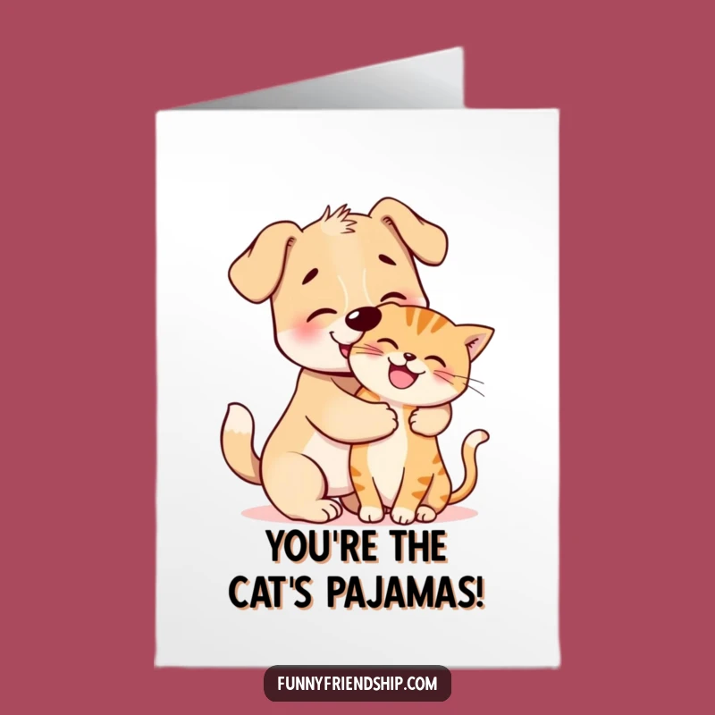 Free Printable Dog & Cat Hug Congratulations Card: Funny Downloadable Gift for Any Occasion