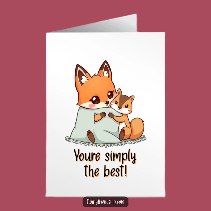Free Printable Congrats Card: Fox Squirrel Cozy Moment Funny Downloadable Gift