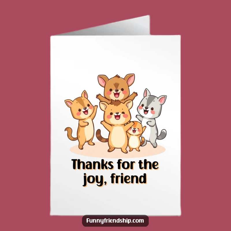 Enthusiastic Free Printable Thank You Card: Animal Dance of Gratitude