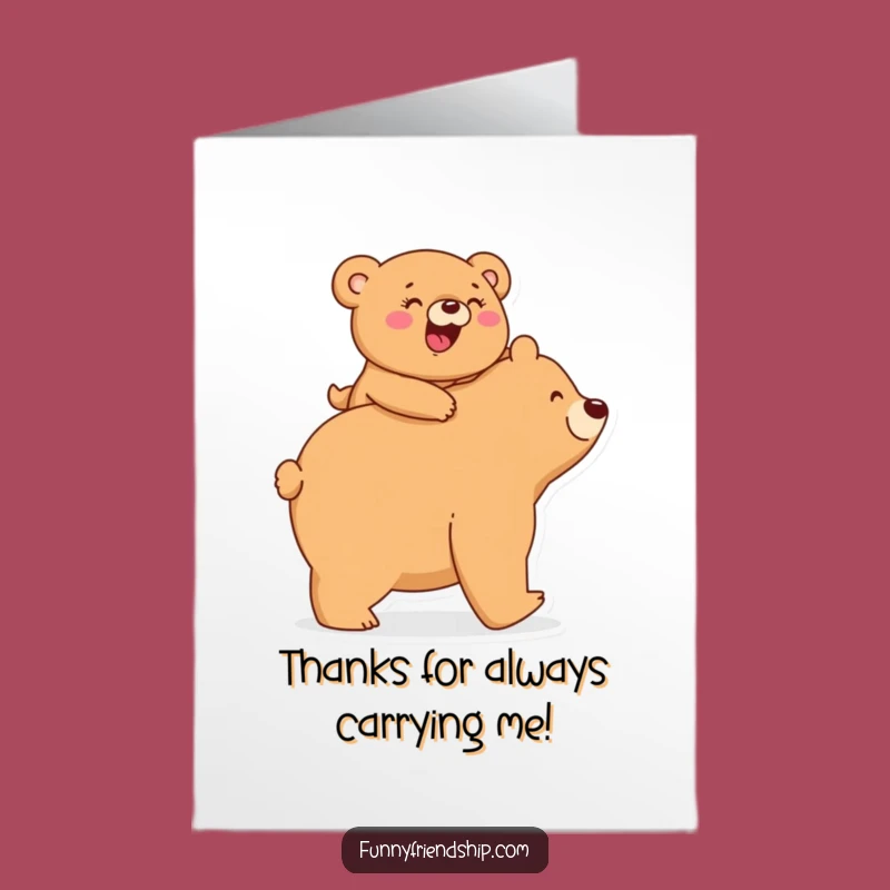 Free Printable Bear Thank You Card: Giggling Duo Downloadable Gift to Show Appreciation