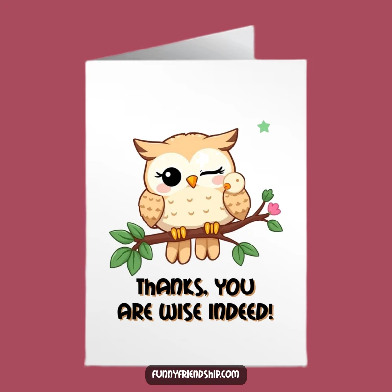 Free Printable Owl Thank You Card: Winking Duo Downloadable Gift to Show Appreciation