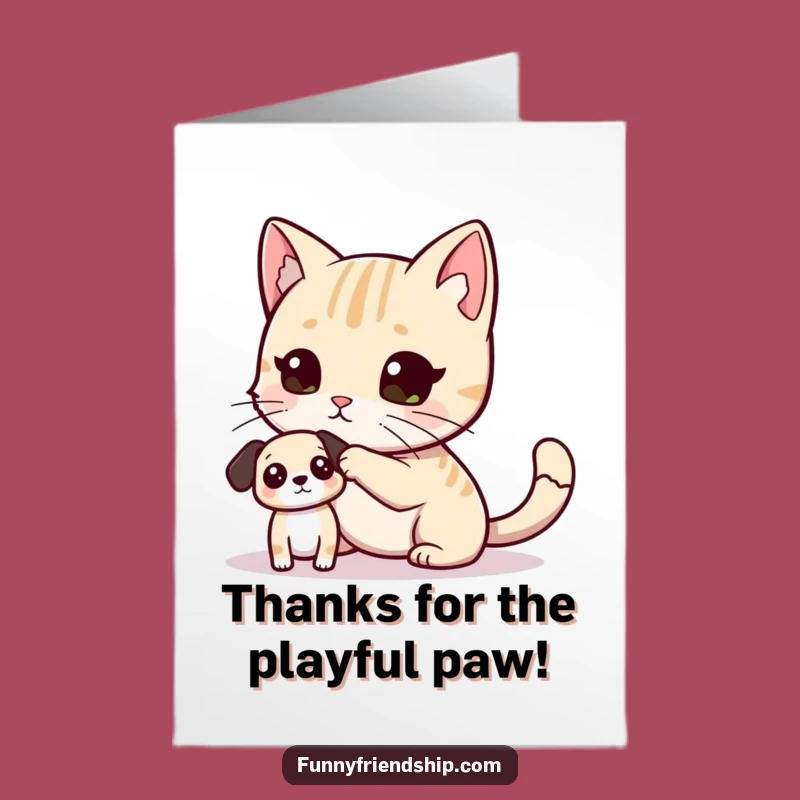 Free Printable Thank You Card: Cat & Dog Tag, Playful Grateful Downloadable Gift