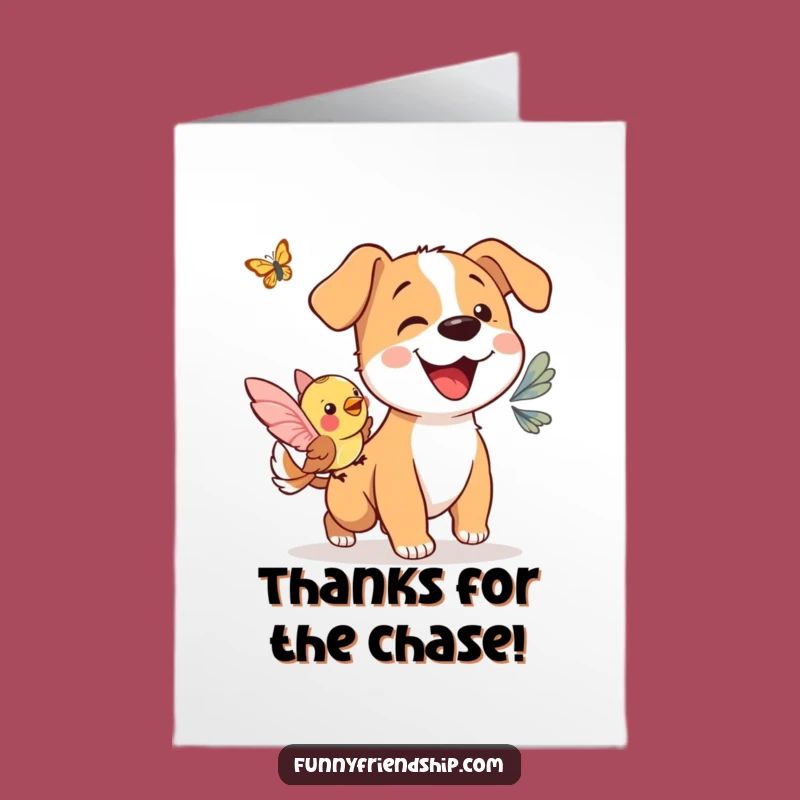 Free Printable Funny Thank You Card - Dog & Bird Gratitude Downloadable