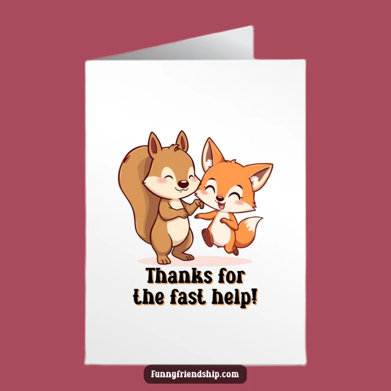 Free Printable Squirrel & Fox Thank You Card: Funny Downloadable Gift for Friends