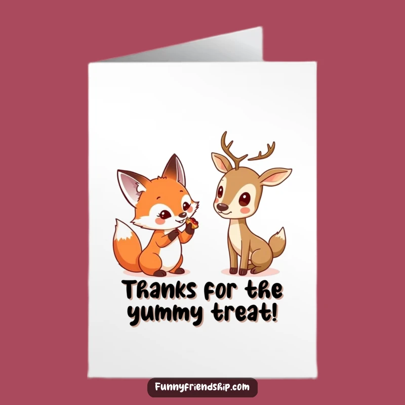 Free Printable Thank You Fox & Deer Card, Funny Downloadable with Gratitude