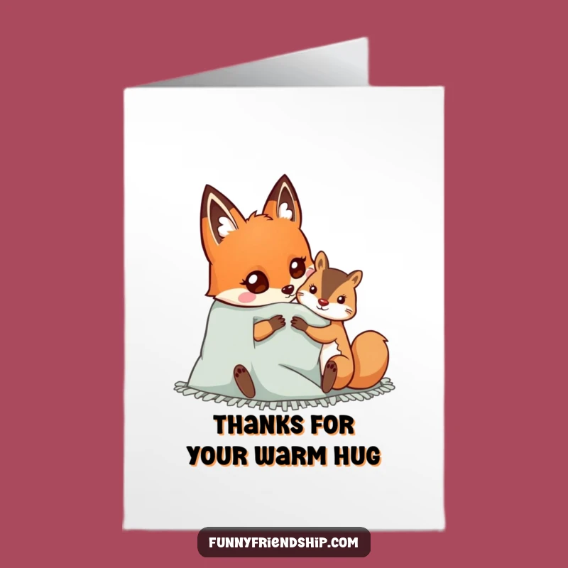 Free Printable Thank You Card: Fox Squirrel Sharing Funny Downloadable Gift