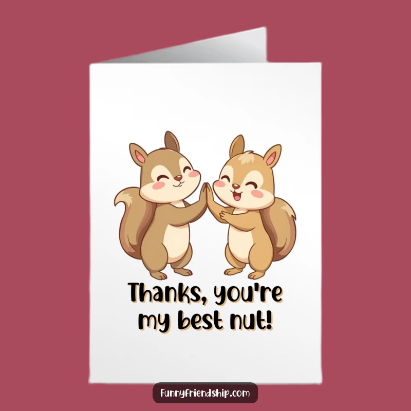 Free Printable Thank You Card: Squirrels High-Five Funny Downloadable Gift