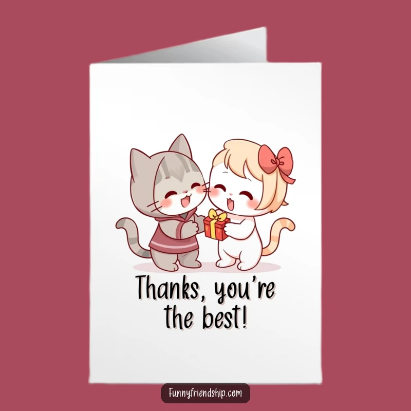 Free Printable Thank You Card: Cat Giving Gift Funny Downloadable Gift