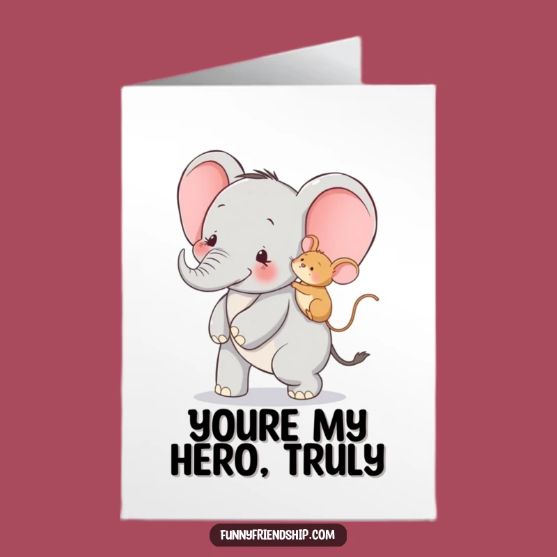 Free Printable Thank You Card: Elephant & Mouse Piggyback - Funny Downloadable Appreciation