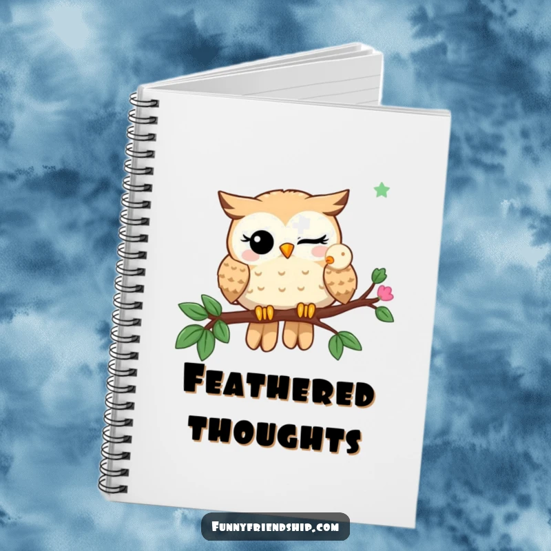 Funny Notebook: A winking owl shares a branch with another owl, perfect for jotting down wise and humorous notes.