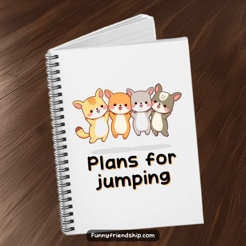 Funny Animal Friends Jumping Notebook: Animals holding hands and jumping, cute stationery, for journaling, a funny gift.