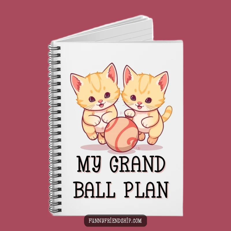 Funny Kitten Notebook: Playful Cat Ball Chase Journal, Perfect Gift