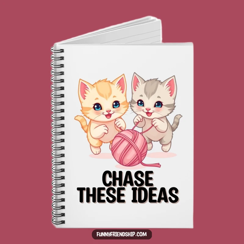 Funny Kitten Yarn Chase Notebook - Playful Cartoon Journal Gift