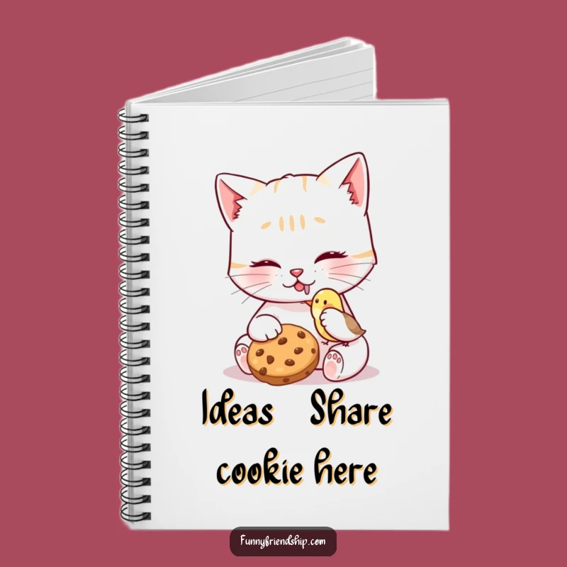 Funny Cat Bird Cookie Notebook - Sweet Friendship Journal - Hilarious Gift for Writers