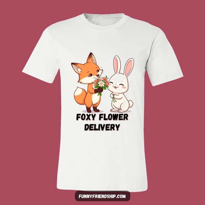 Funny Fox & Rabbit Flower T-Shirt: Wear Your Heart with Charming Humor Today