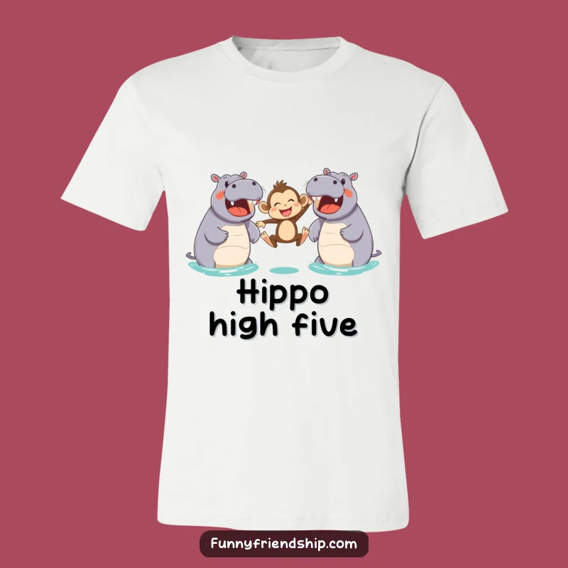 Funny Monkey & Hippo Leap T-Shirt: Hilarious Animal Friendship Tee Gift