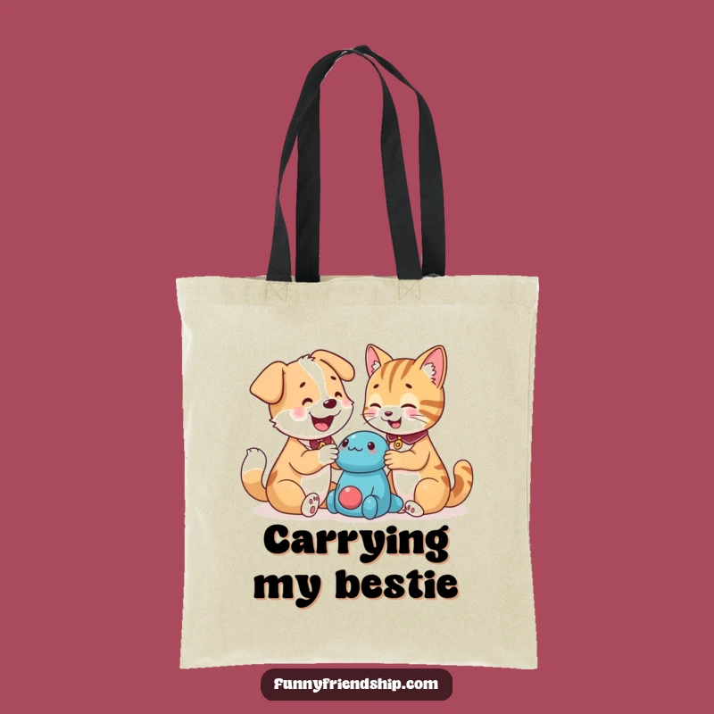 Funny Dog and Cat Best Buds Tote Bag: Hilarious Pet Accessory Gift