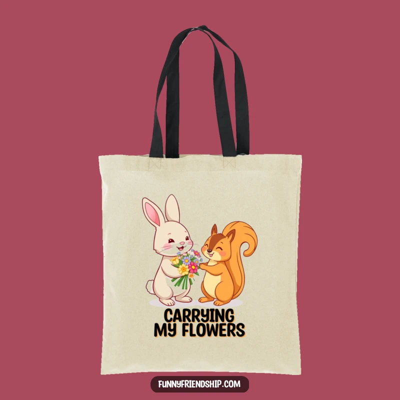 Funny Bunny and Squirrel Flower Tote Bag: Carry Nature's Charm