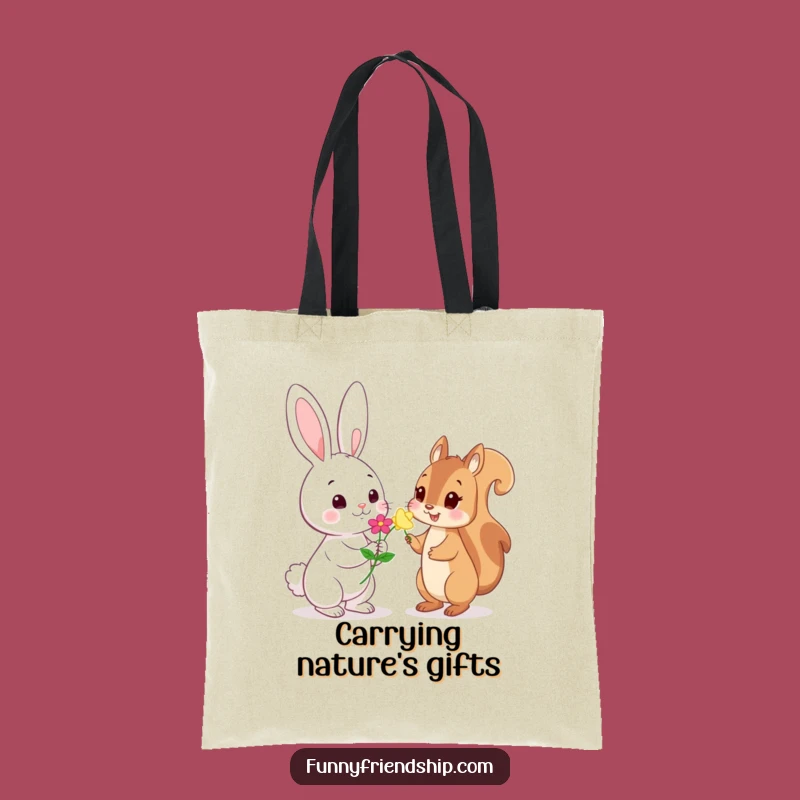 Funny Rabbit Squirrel Flower Tote Bag: Carry Your Gentle Charm Everywhere