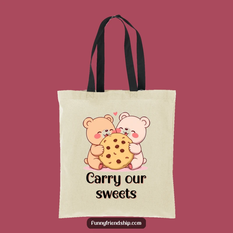 Funny Bear Cookie Sharing Tote Bag: Carry Sweet Memories