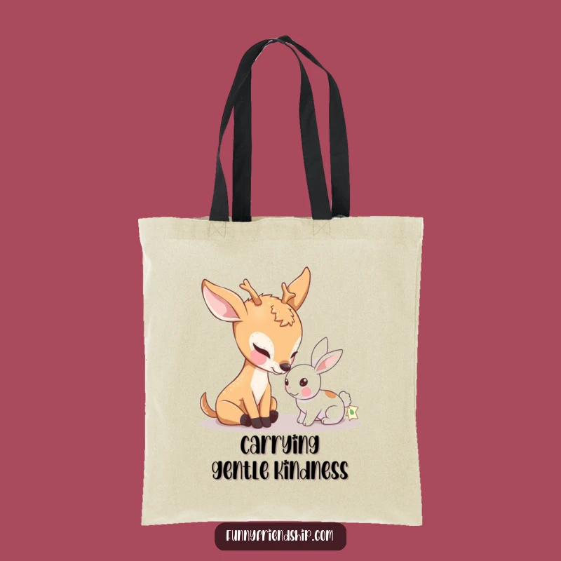 Funny Deer Tote Bag: Gentle Nudge Friendship Canvas Bag, Unique Gift