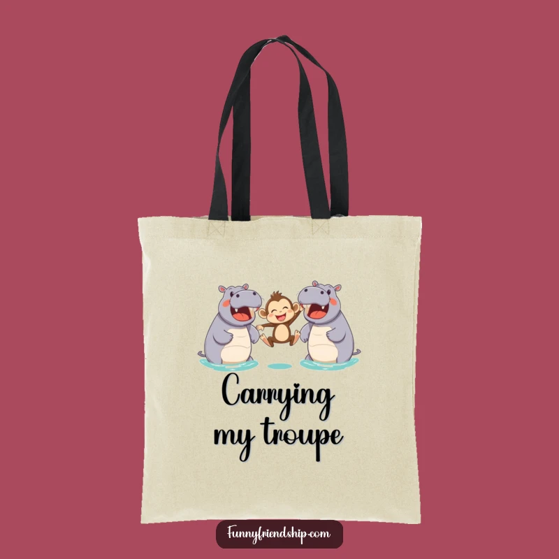 Funny Monkey & Hippo Leap Tote Bag: Carry Your Laughs in Style