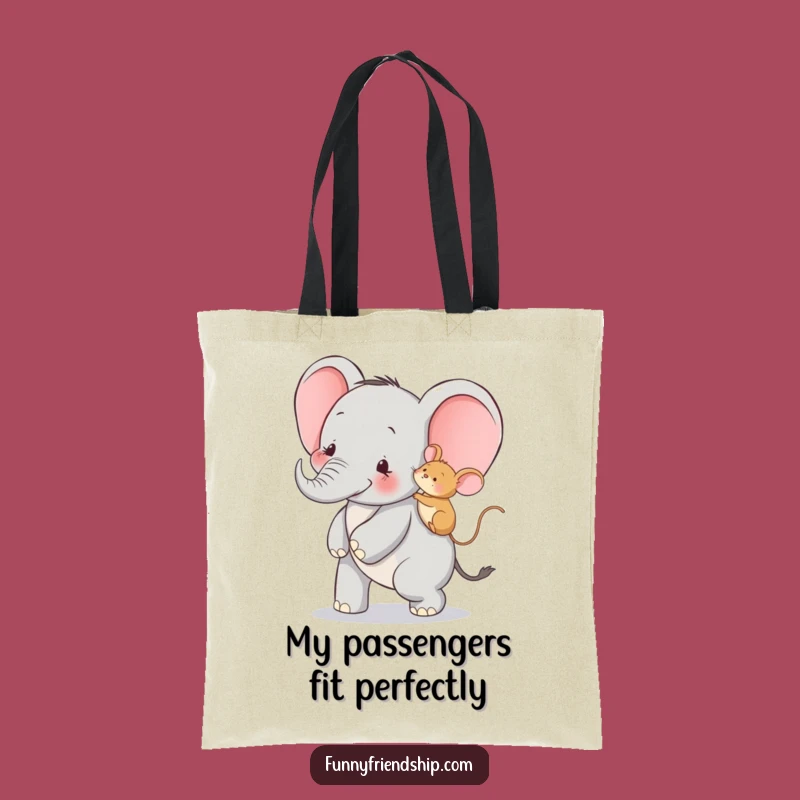 Funny Elephant and Mouse Piggyback Tote Bag: Carry Your Essentials with a Smile